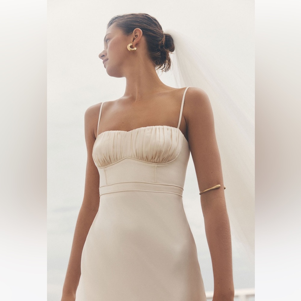 Shona Joy LA LUNE CORDED RUCHED MAXI DRESS - CREAM
